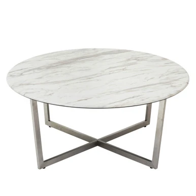 Paige Round Coffee Table - White/Stainless Steel 3 Paige Round Coffee Table - White/Stainless Steel - Image 3