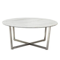 Paige Round Coffee Table - White/Stainless Steel 9 Paige Round Coffee Table - White/Stainless Steel -Home Promotion Store 010199012 40820.1690292085.386.513