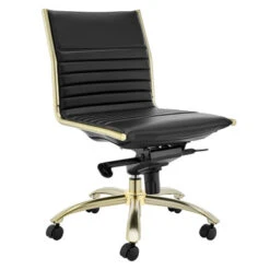 Darby Low Back Office Chair - Black/Brushed Gold -Home Promotion Store 603922981 87835.1690292088.386.513