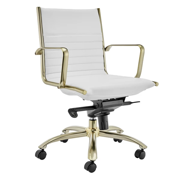 Darby Low Back Office Chair - White/Gold 1 Darby Low Back Office Chair - White/Gold