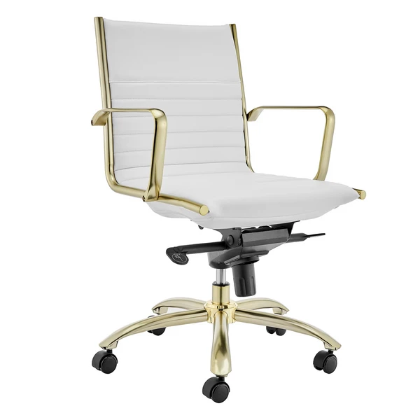 Darby Low Back Office Chair - White/Gold 2 Darby Low Back Office Chair - White/Gold - Image 2