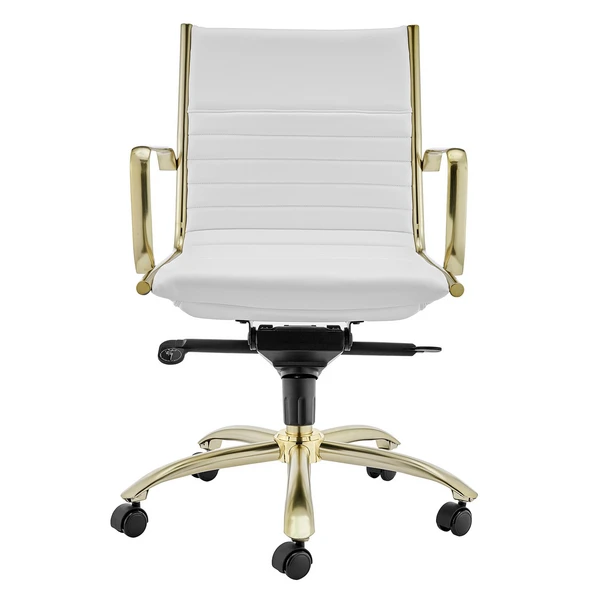 Darby Low Back Office Chair - White/Gold 3 Darby Low Back Office Chair - White/Gold - Image 3