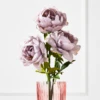 Dusty Purple Open Peony - Set Of 3