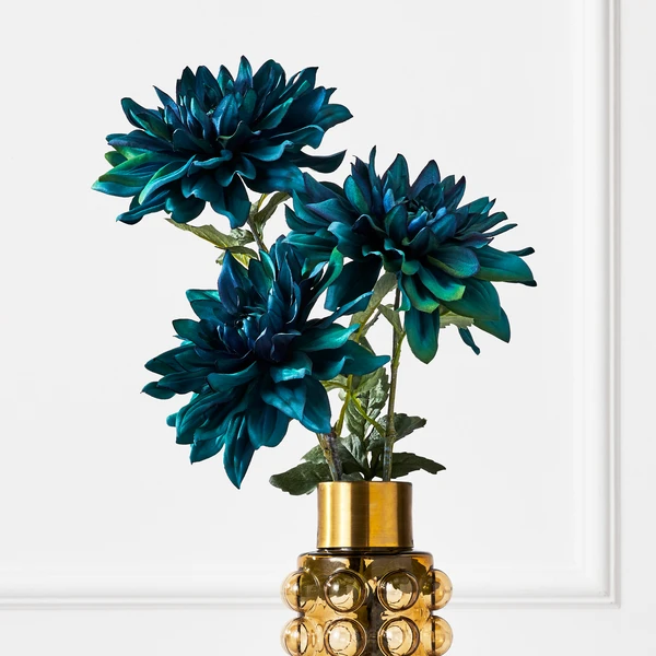 Teal Open Dahlia - Set Of 3 1 Teal Open Dahlia - Set Of 3