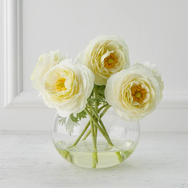 Ranunculus In Glass - White 1 Ranunculus In Glass - White