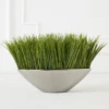 Faux Grass In Silver Pot