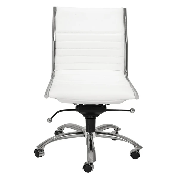 Darby Low Back Desk Chair - White/Chrome 2 Darby Low Back Desk Chair - White/Chrome - Image 2