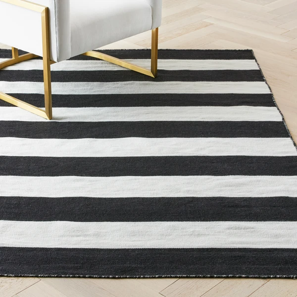 Accra Outdoor Stripe Rug - Black/Ivory 1 Accra Outdoor Stripe Rug - Black/Ivory