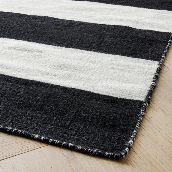 Accra Outdoor Stripe Rug - Black/Ivory 2 Accra Outdoor Stripe Rug - Black/Ivory - Image 2