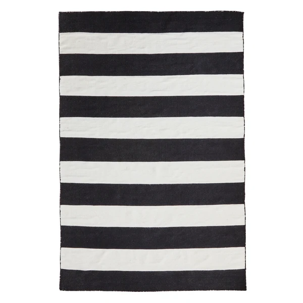 Accra Outdoor Stripe Rug - Black/Ivory 3 Accra Outdoor Stripe Rug - Black/Ivory - Image 3