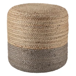Merritt Round Pouf - Light Grey